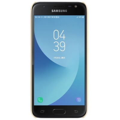 Samsung Galaxy J3 2017 (J330) Nillkin Frosted Shield золотой пластиковый чехол + защитная пленка для экрана | Vacins.lv