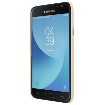 Samsung Galaxy J3 2017 (J330) Nillkin Frosted Shield золотой пластиковый чехол + защитная пленка для экрана | Vacins.lv
