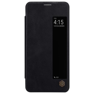 Роскошный чёрный кожаный чехол Nillkin Qin Series для Huawei Mate 10 Pro | Vacins.lv
