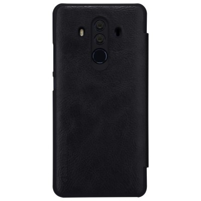 Роскошный чёрный кожаный чехол Nillkin Qin Series для Huawei Mate 10 Pro | Vacins.lv