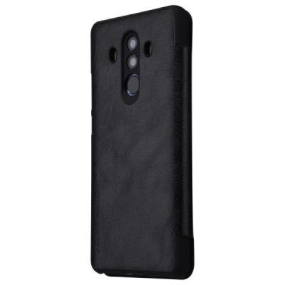 Роскошный чёрный кожаный чехол Nillkin Qin Series для Huawei Mate 10 Pro | Vacins.lv