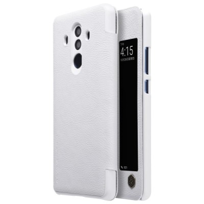 Роскошный белый кожаный чехол Nillkin Qin Series для Huawei Mate 10 Pro | Vacins.lv