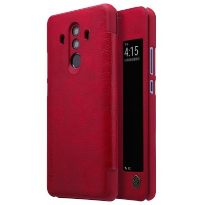 Greznais „Nillkin“ Qin sērijas ādas atvērams sarkans Huawei Mate 10 Pro maciņš / Vacins.lv