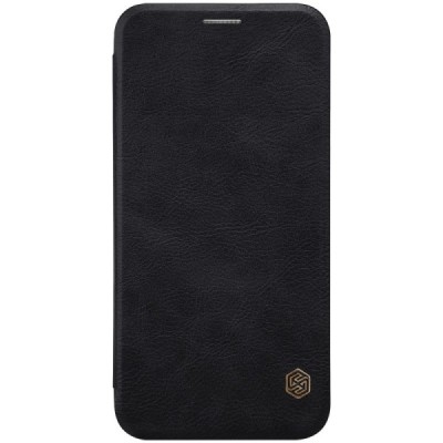 Роскошный чёрный кожаный чехол Nillkin Qin Series для Samsung Galaxy J3 2017 (J330) | Vacins.lv