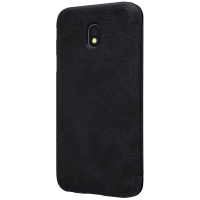 Роскошный чёрный кожаный чехол Nillkin Qin Series для Samsung Galaxy J3 2017 (J330) | Vacins.lv