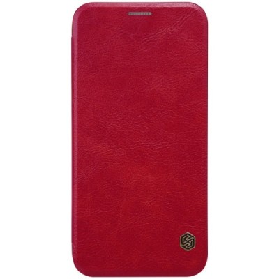 Greznais „Nillkin“ Qin sērijas ādas atvērams sarkans Samsung Galaxy J3 2017 (J330) maciņš / Vacins.lv
