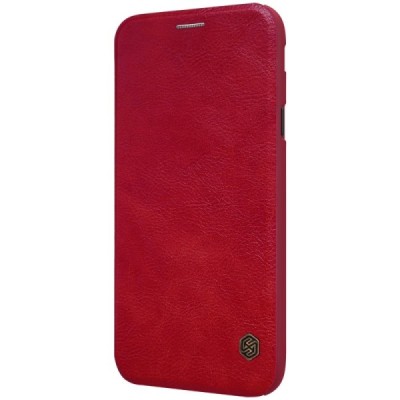 Роскошный красный кожаный чехол Nillkin Qin Series для Samsung Galaxy J3 2017 (J330) | Vacins.lv