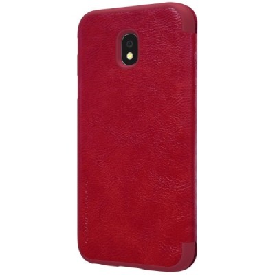 Роскошный красный кожаный чехол Nillkin Qin Series для Samsung Galaxy J3 2017 (J330) | Vacins.lv