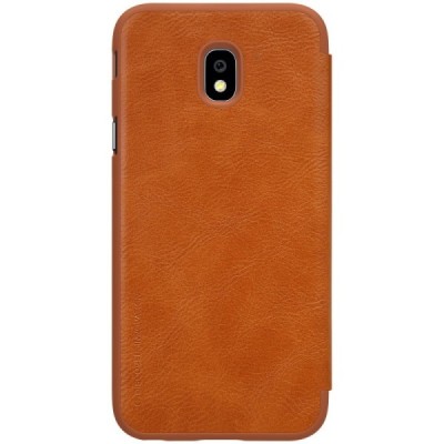 Роскошный коричневый кожаный чехол Nillkin Qin Series для Samsung Galaxy J3 2017 (J330) | Vacins.lv