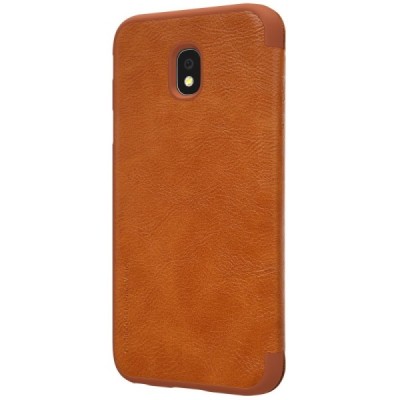 Роскошный коричневый кожаный чехол Nillkin Qin Series для Samsung Galaxy J3 2017 (J330) | Vacins.lv