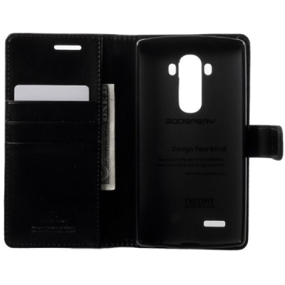 Mercury Blue Moon LG G4 (H815) кожаный чехол-книжка чёрного цвета | Vacins.lv