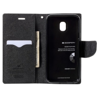 „Mercury“ Fancy Samsung Galaxy J3 2017 (J330) чёрный кожаный чехол-книжка | Vacins.lv