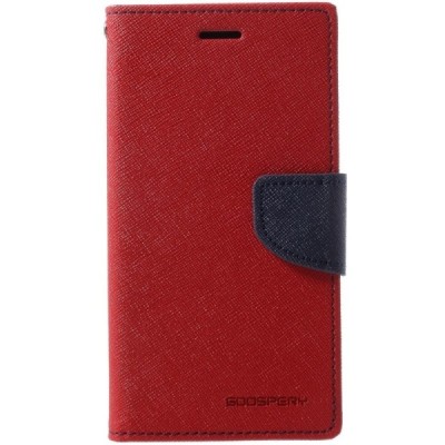 „Mercury“ Fancy Samsung Galaxy J3 2017 (J330) sarkans ādas maciņš / Vacins.lv