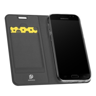 „Dux Ducis“ Skin серии Samsung Galaxy J3 2017 (J330) чёрный кожаный чехол-книжка | Vacins.lv