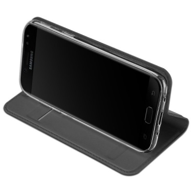 „Dux Ducis“ Skin серии Samsung Galaxy J3 2017 (J330) чёрный кожаный чехол-книжка | Vacins.lv