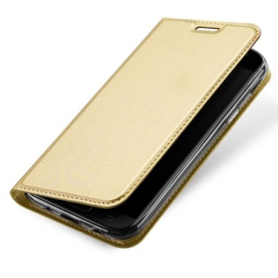 Samsung Galaxy J3 2017 (J330) „Dux Ducis“ Skin sērijas zelta ādas atvērams maciņš / Vacins.lv