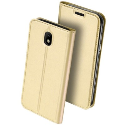 Samsung Galaxy J3 2017 (J330) „Dux Ducis“ Skin sērijas zelta ādas atvērams maciņš / Vacins.lv