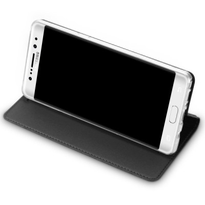 Samsung Galaxy S7 Edge (G935) „Dux Ducis“ Skin sērijas melns ādas atvērams maciņš / Vacins.lv