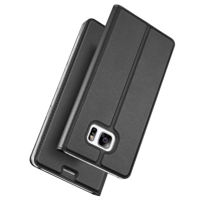 Samsung Galaxy S7 Edge (G935) „Dux Ducis“ Skin sērijas melns ādas atvērams maciņš / Vacins.lv