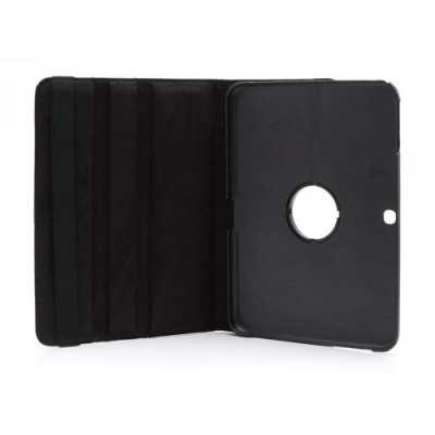Atverčiamas juodas odinis Samsung Galaxy Tab 3 10.1 P5200 (P5210) dėklas (dėkliukas), sukiojamas 360° / Priedai.lt