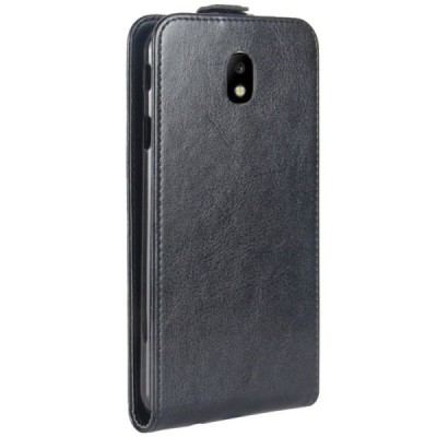 Samsung Galaxy J5 2017 (J530) классический чехол-книжка из кожи - чёрный | Vacins.lv