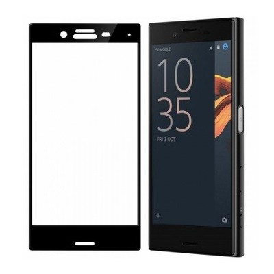 Sony Xperia X Compact „Calans“ 9H Tempered Glass усиленная защита чёрное защитное стекло с полным покрытием толщиной 0,2 мм | Va
