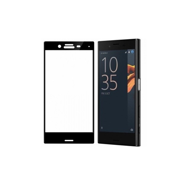 „Calans“ Tempered Glass полностью закрывающее защитное стекло толщиной 0,2 мм – чёрное (Xperia X Compact)