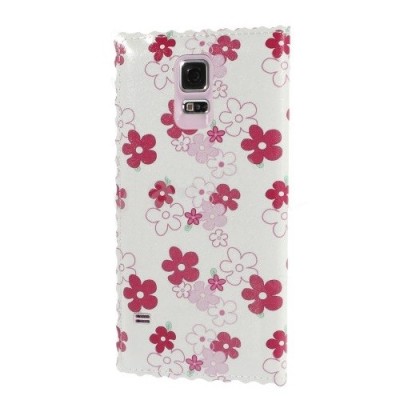 „Flowers“ серии Samsung Galaxy S5 (S5 Neo) белый чехол - книжка | Vacins.lv