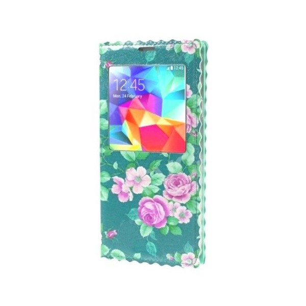 „Flowers“ чехол-книжка – мятный (Galaxy S5 / S5 Neo)