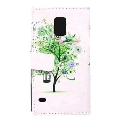 Samsung Galaxy S5 (S5 Neo) „Flower Tree“ sērijas balts ādas atvērams maciņš / Vacins.lv