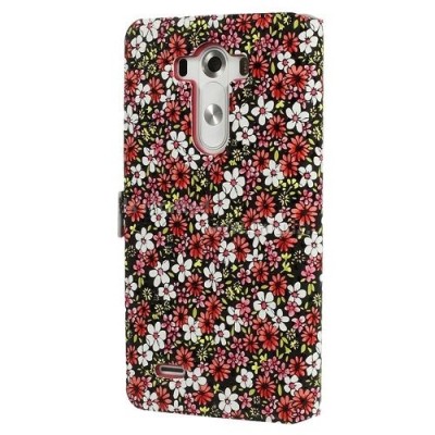 LG G3 D855 (D850, D851) „Flowers“ sērijas krāsains ādas atvērams maciņš / Vacins.lv