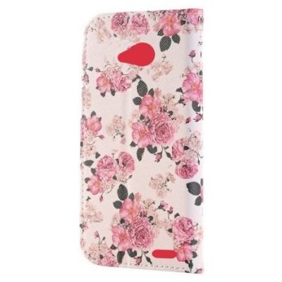 LG L90 (D405) „Flowers“ sērijas balts ādas atvērams maciņš / Vacins.lv
