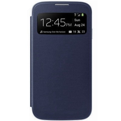 Samsung Galaxy S4 (I9500) S View Cover тёмно-синий кожаный чехол - книжка | Vacins.lv