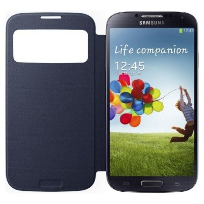Samsung Galaxy S4 (I9500) S View Cover atvērams tumši zils maciņš / Vacins.lv