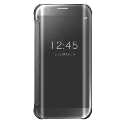 Samsung Galaxy S6 Edge (G925) открываемый серебристый пластиковый чехол-книжка | Vacins.lv