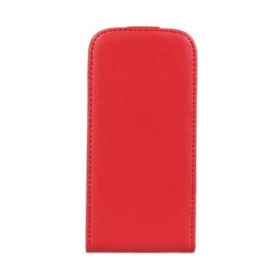 Samsung Galaxy S4 vertikāli ādas vertikāli atvēramais sarkans futrālis / Vacins.lv