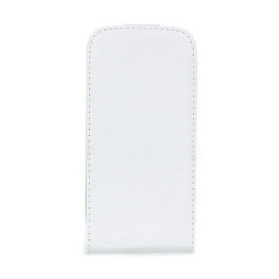 Samsung Galaxy S4 vertikāli ādas vertikāli atvēramais balts futrālis / Vacins.lv