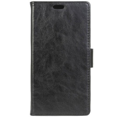 Samsung Galaxy S5 (S5 Neo) atvēramais melns ādas „Crazy Horse“ futrālis - maciņš / Vacins.lv