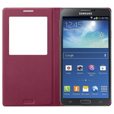 Samsung Galaxy Note 3 tumši rozs atvēramais „View Window“ ādas maciņš / Vacins.lv