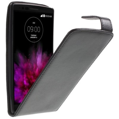 LG G Flex (D955) классический чехол-книжка из кожи - чёрный | Vacins.lv