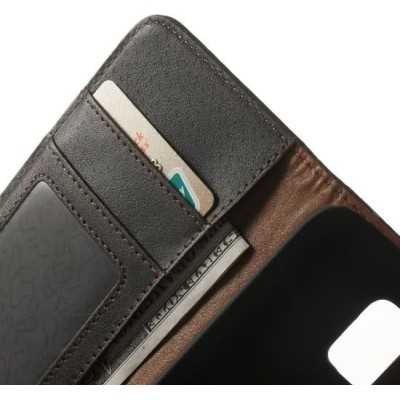 Samsung Galaxy S5 mini (G800) „Litchi“ открываемый коричневый  кожаный чехол - книжка | Vacins.lv