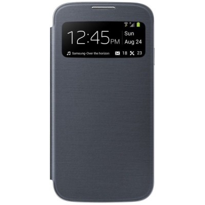 Samsung Galaxy S4 (I9500) S View Cover чёрный кожаный чехол - книжка | Vacins.lv