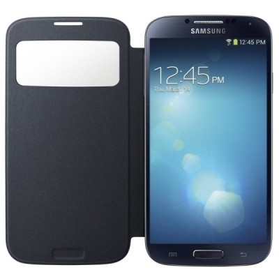 Samsung Galaxy S4 (I9500) S View Cover чёрный кожаный чехол - книжка | Vacins.lv