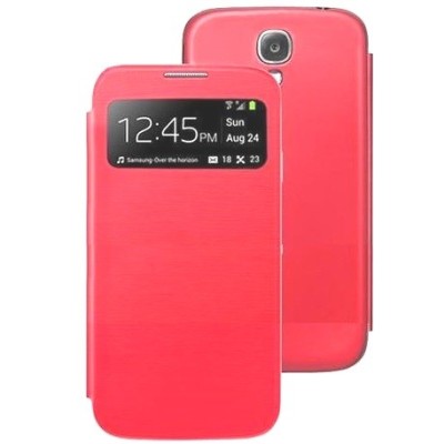 Samsung Galaxy S4 mini (i9190, i9192, i9195) S View Cover красный кожаный чехол - книжка | Vacins.lv