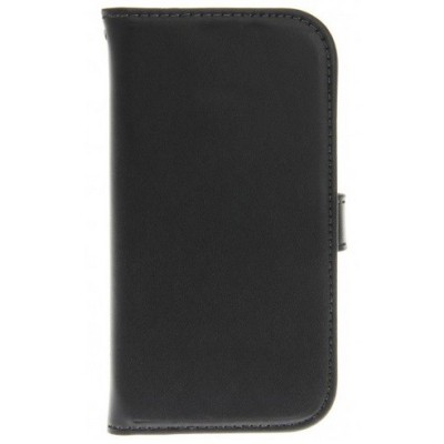Samsung Galaxy Ace 4 (G357) открываемый чёрный кожаный чехол - книжка | Vacins.lv