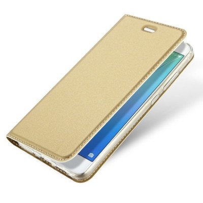 Huawei P10 Lite „Dux Ducis“ Skin sērijas zelta ādas atvērams maciņš / Vacins.lv