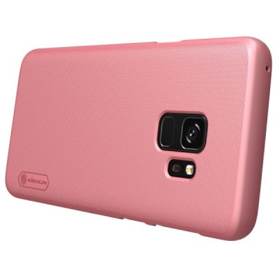 Samsung Galaxy S9 (G960) Nillkin Frosted Shield розовый пластиковый чехол + защитная пленка для экрана | Vacins.lv