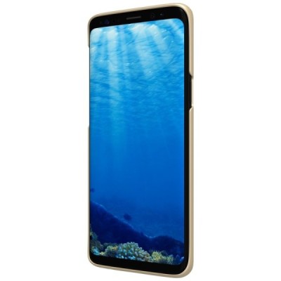 Samsung Galaxy S9 (G960) Nillkin Frosted Shield золотой пластиковый чехол + защитная пленка для экрана | Vacins.lv
