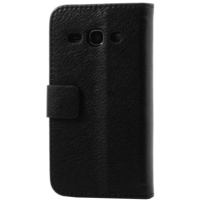 Samsung Galaxy Ace 3 (S7270) открываемый чёрный кожаный чехол - книжка | Vacins.lv