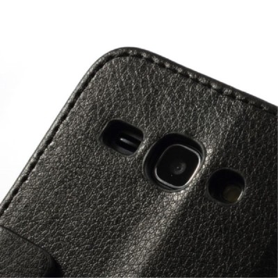 Samsung Galaxy Ace 3 (S7270) открываемый чёрный кожаный чехол - книжка | Vacins.lv